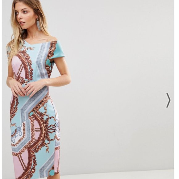 Ted Baker Yanar Versailles Print Bodycon Dress size 1 nwot - Picture 4 of 14